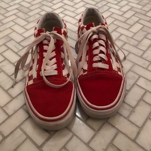 Red and white checkered vans!